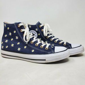 Converse All Star Chuck Taylor High Tops With Embroidered Daisies Size 10